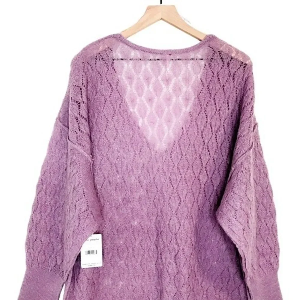 New! Free People Say Hello Wool Alpaca Knit Open Stitch Oversized Sweater